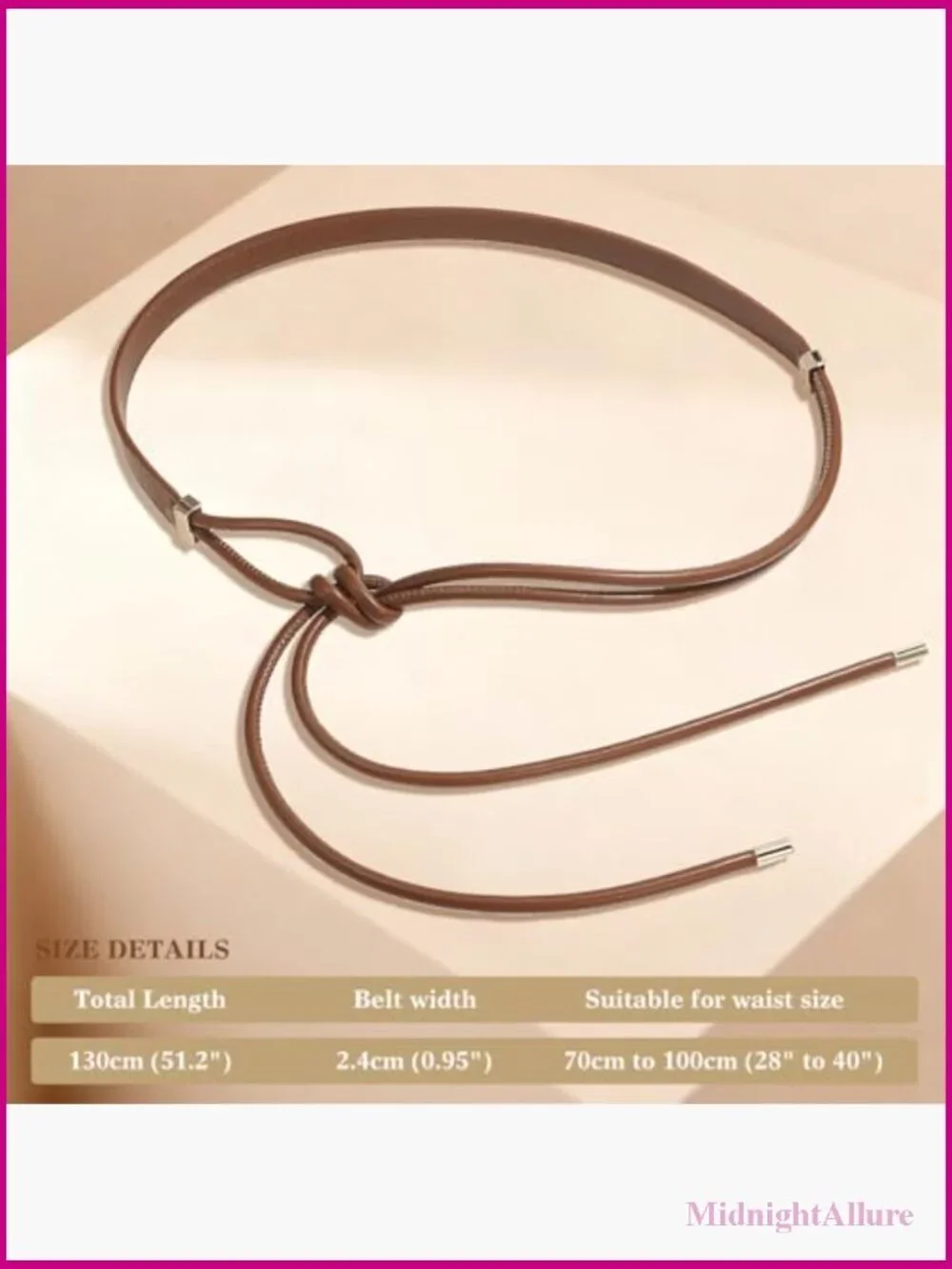 Knotted Thin Waist Belt PU Leather Skinny Belt for Dresses Pants
